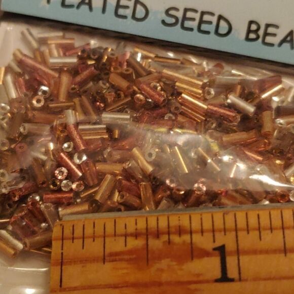 12 pkgs Plated Silver/Copper/Gold Bugle Seed Beads - Picture 2 of 3